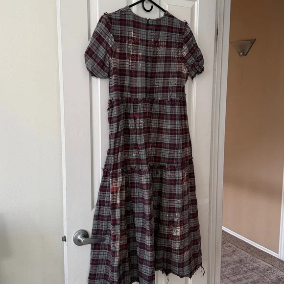 R13 Gothic Baby Doll Dress with Rings in Red/Blue Bleached Plaid M - Picture 5 of 10